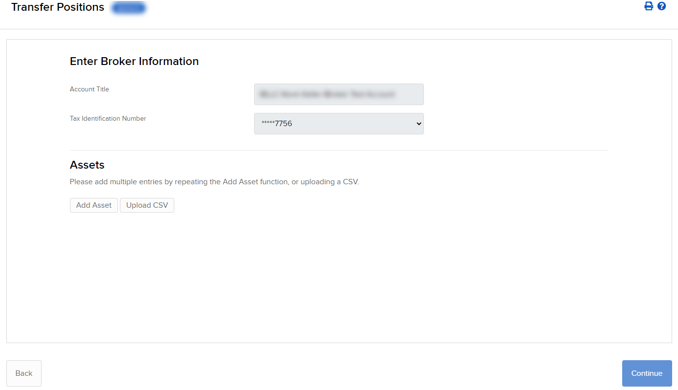 Image of the employee stock options or share plan assets transfer method in portal. 